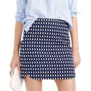 J. Crew Navy and White Geometric Mini Skirt